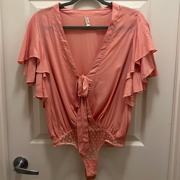 Free People Tops - Free People Intimates. Call Me Later Bodysuit. Peach. Size Small. NWOT